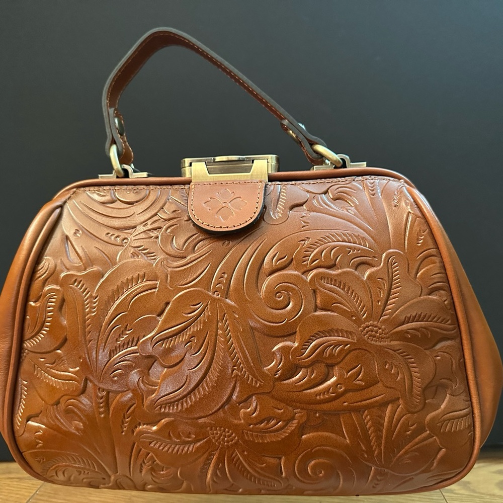 Patricia Nash Gracchi Florence Tooled Flower Satchel Handbag Crossbody